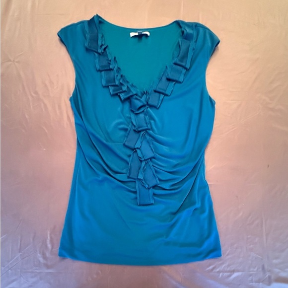 Classiques Entier Teal Sleeveless Silk Blend Ruffle Top Size Large MSRP $225 - Picture 2 of 8
